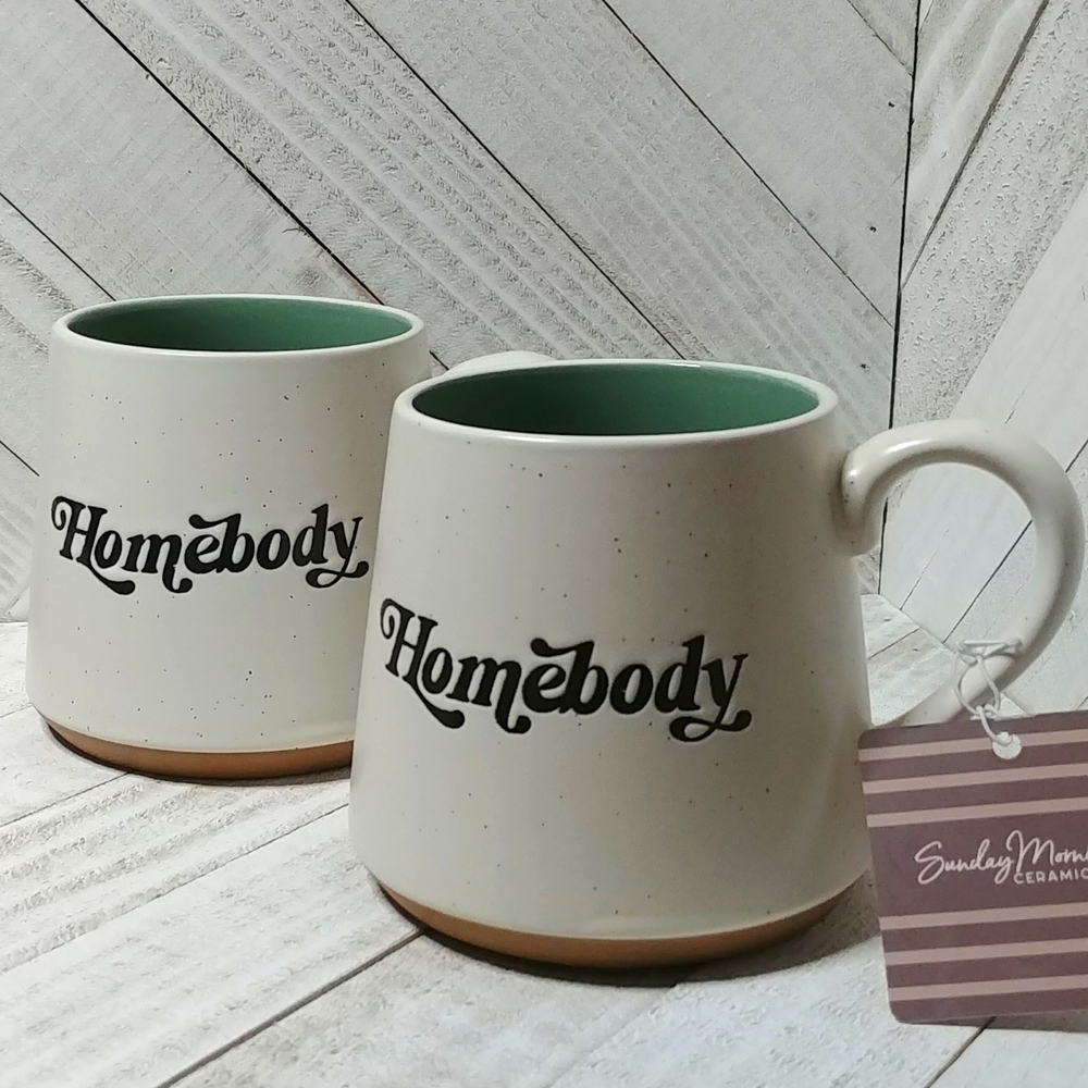 NWT Sunday Morning Ceramics Set Of 2 Homebody Mugs
